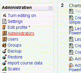 the Teachers link in this screen capture has been renamed Administrators